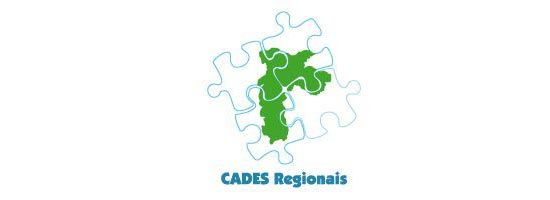 Imagem do logo dos Cades regionais. O logo é composto do mapa, em cor verde, do município de São Paulo, O mapa está dentro de um quebra-cabeça de quatro peças.