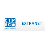 Logo do sistema Extranet, formado pelo nome da tecnologia escrito em azul, todo em maiúsculo, à direita. Á esquerda, há um quadrado azul, dividido em quatro quadrados menores dentro, sendo o primeiro, acima com a letra T na cor branca, o quadrado ao lado, à direita, com a letra P também na cor branca, abaixo do quadrado com T há outro quadrado menor com a letra C na cor branca e ao lado, abaixo do quadrado com P, uma ilustração de um navio, também em branco. Ao lado esquerdo desse quadrado maior, há um retângulo lateral de pé escrito Grupo, todo em branco, e em letras maiúsculas. Abaixo do quadrado maior, há o texto Logística Inteligente em azul, com apenas as primeiras letras de cada palavra em maiúsculo.