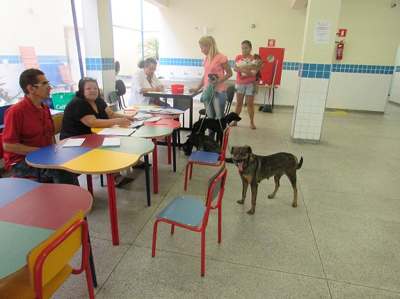 Donos comparecerem com seus cães à Escola Estadual Professora Ester Garcia 