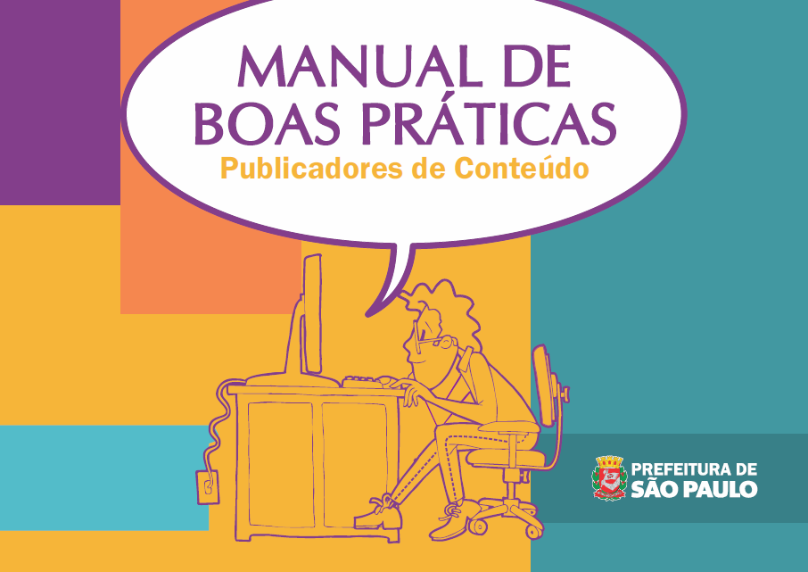Capa do manual com homem sentado lendo no computador e com o nome do manual