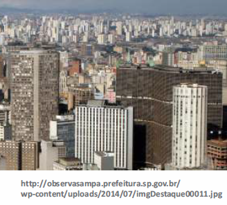 Vista panorâmica da cidade de São Paulo com foco nos prédios da região central