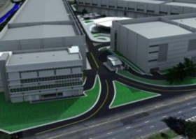 Imagem estilizada, vista do alto, dos prédios onde funcionará a Fábrica dos Sonhos.