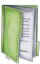 Desenho de uma pasta de documentos na cor verde. 