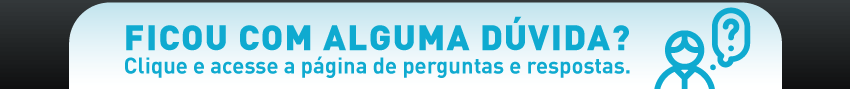 #PraCegoVer: num fundo azul claro com detalhes laterais na cor preta está escrito: Ficou com alguma dúvida? Clique e acesse a página de perguntas e respostas