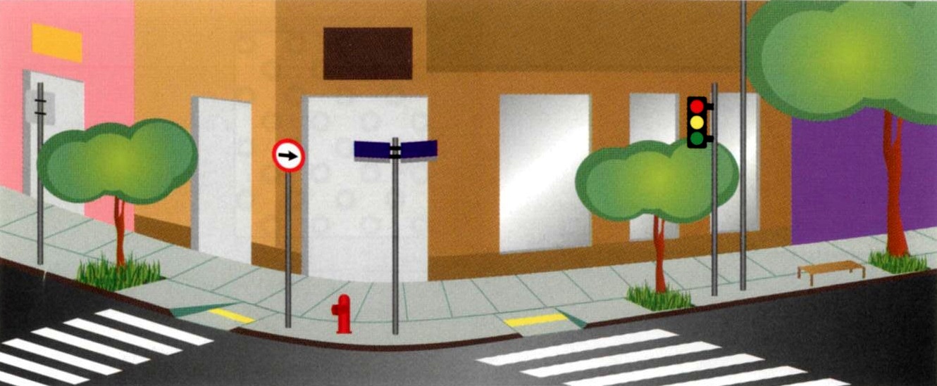 Ilustração de calçada em esquina 