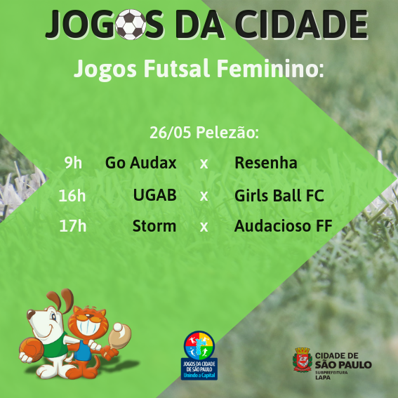 imagem mostra arte feita com os próximos jogos de futsal feminino da competição.