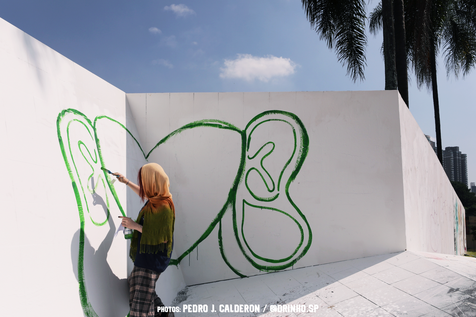 Realização de grafites sendo realizados na Praça Anna dos Santos Figuereido. Foto por: Pedro Calderon