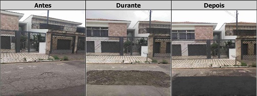 Antes, durante e depois do serviço de Tapa-Buraco na rua José Martir