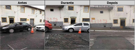 Antes, durante e depois do Tapa-Buraco na avenida Pres. Tancredo Neves