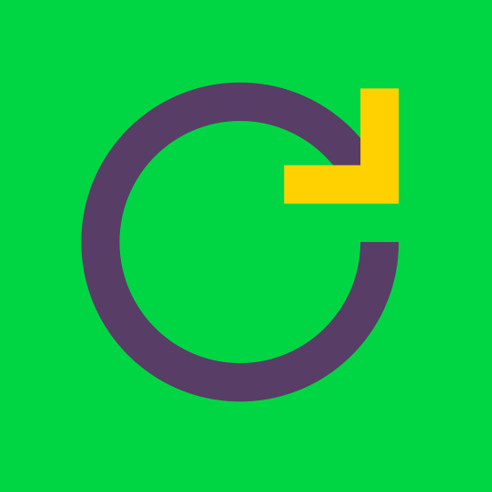 Logo do Recicla Sampa; fundo verde e uma seta circular. 