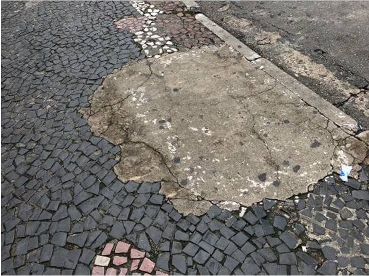 na foto o calçadão de São Miguel Paulista em um close fechado das portas portuguesas 