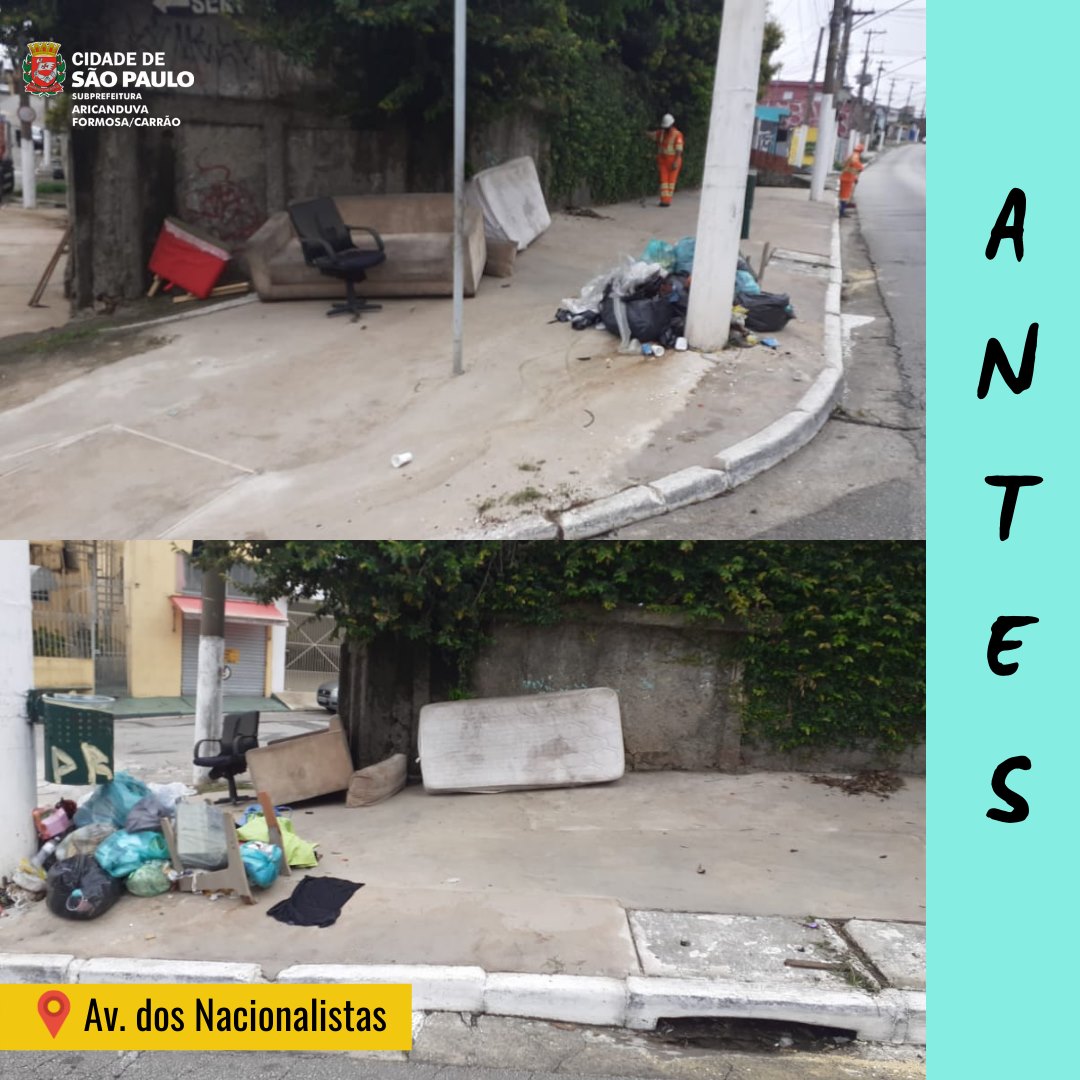 #ParaTodosVerem a imagem mostra um local repleto de lixo e entulho, com os dizeres "Antes" no canto direito.