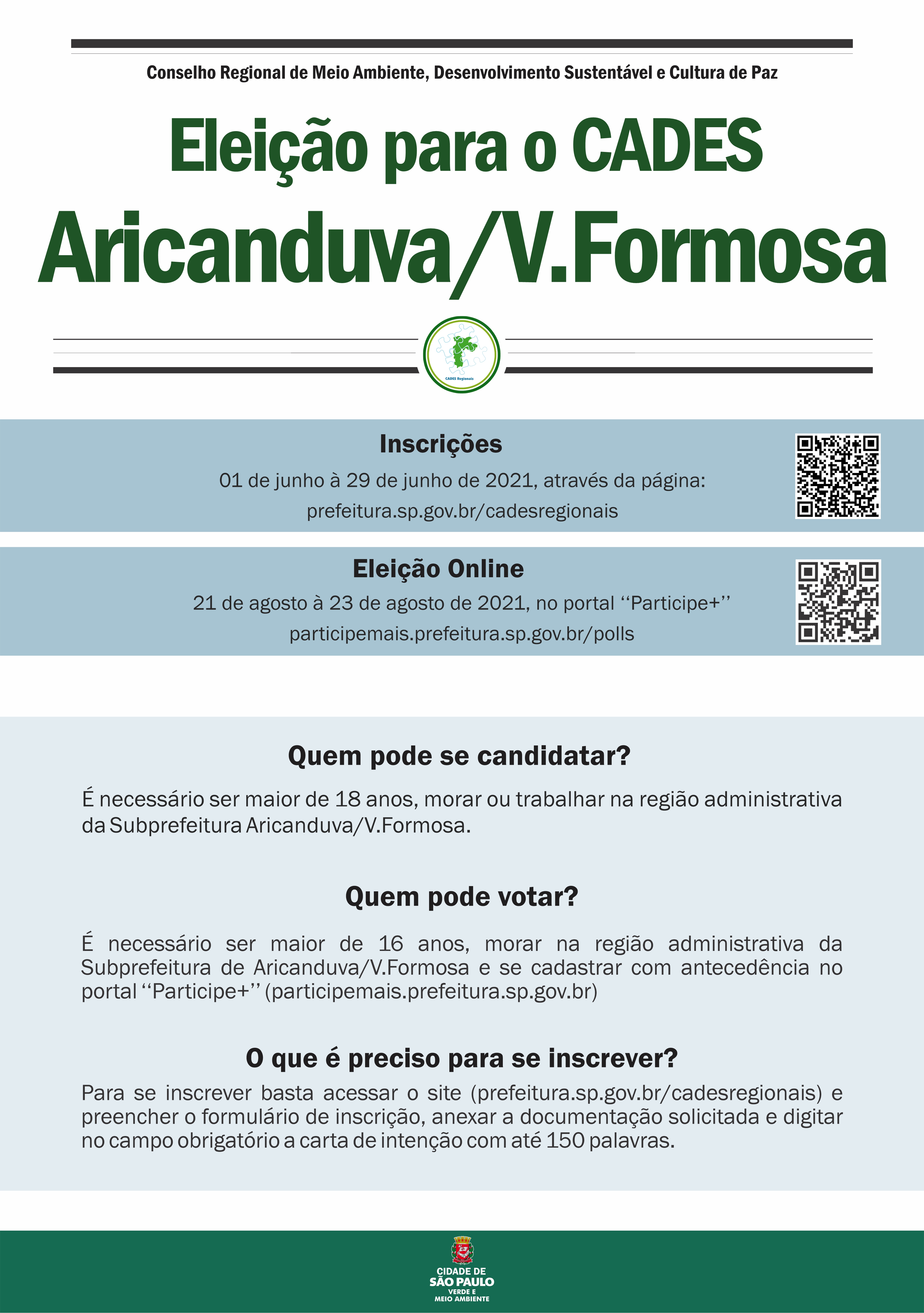 Banner para o eleição do cades Aricanduva Formosa