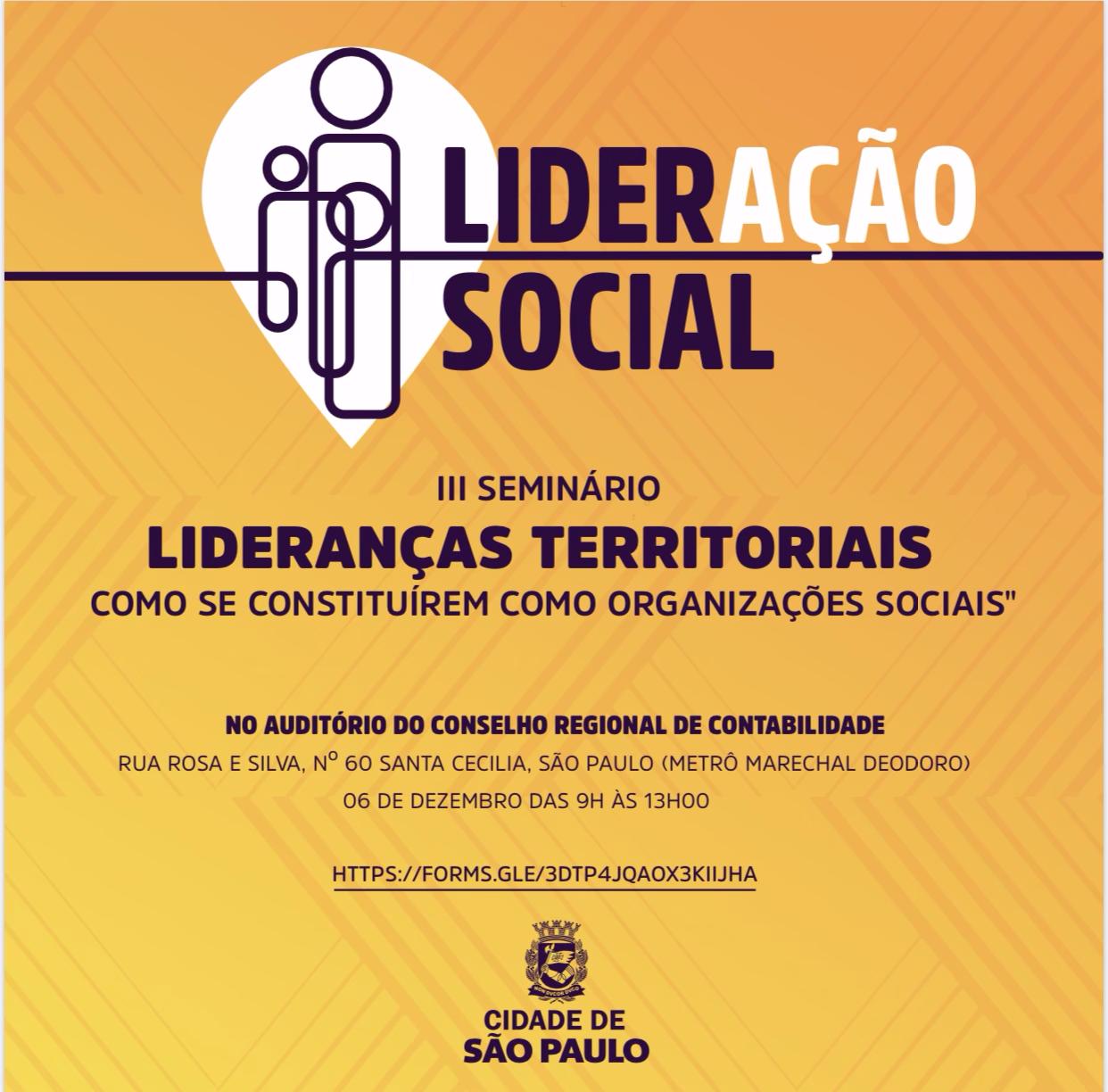 Cartaz amarelo escrito LiderAção e informações de serviço