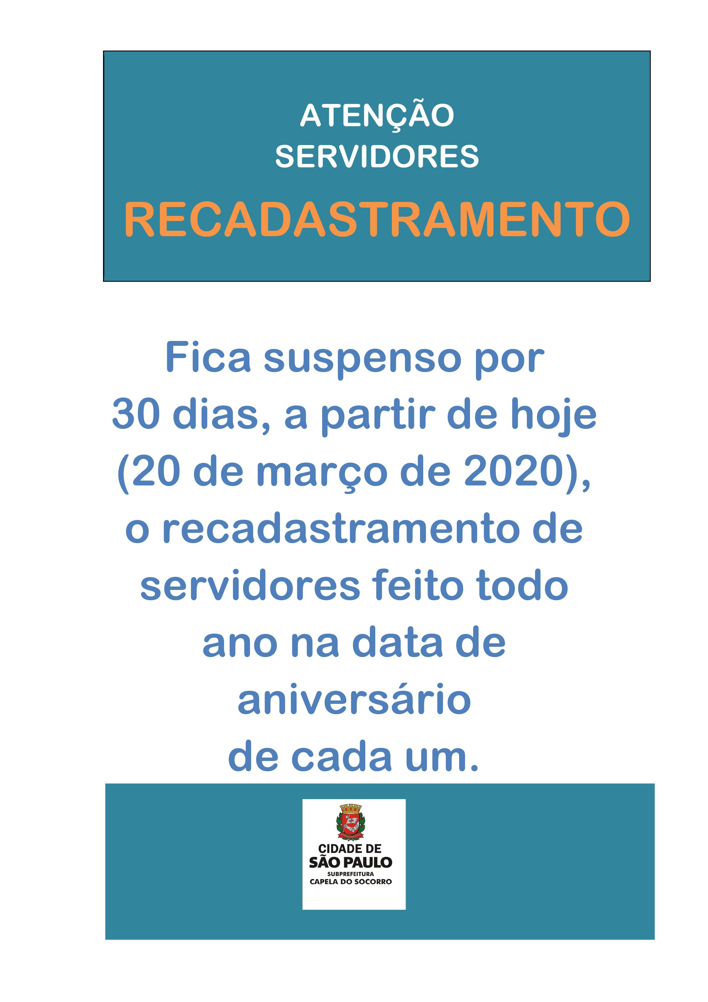 #PraCegoVer - Cartaz informando sobre prorrogação do recadastramento para servidores