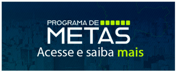 Fundo azul escuro com o texto a frente "PROGRAMA DE METAS ACESSE E SAIBA MAIS"