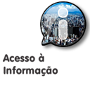 Formato de um balão de fala e dentro há a imagem da Cidade de São Paulo e no centro temos um "i" de informação. Logo abaixo da imagem está escrito: Acesso à Informação.