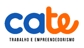 Quadro branco com a inscrição CATE trabalho e empreendedorismo