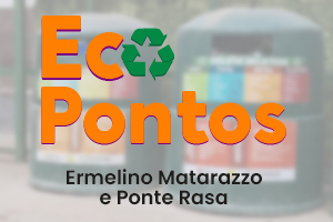 Imagem do post: três containeres laranja com número de identificação em cores pretas, com o logo dos Ecopontos de Ermelino Matarazzo e Ponte Rasa, em verde em frente a eles.