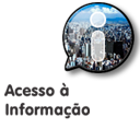 Logotipo do Acesso à Informação, com os dizeres Acesso à Informação, um balão de conversa com uma exclamação branca dentro. Dentro do balão, ao fundo, foto aérea da cidade de São Paulo