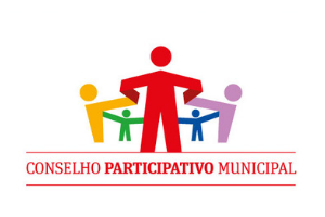 No logo há o desenho de cinco pessoas coloridas que estão de mãos dadas, abaixo está escrito, na cor vermelha e em caixa alta: Conselho Participativo Municipal.