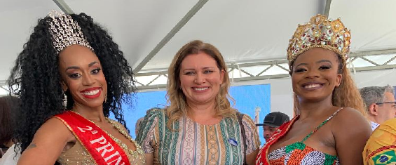Fernanda Galdino, Subprefeita da Lapa; Daniela Orcisse, 2ª princesa do carnaval 2020 e da Mocidade Unida da Mooca e Mariana Pedro, Rainha do Carnaval 2020 e da Independente Tricolor.