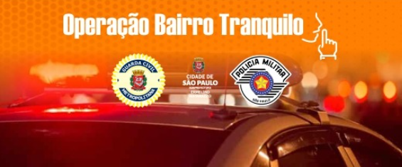 Imagem com os logos da Subprefeitura Ermelino Matarazzo, da Polícia Militar e da Guarda Civil Municipal, com uma viatura na parte inferior