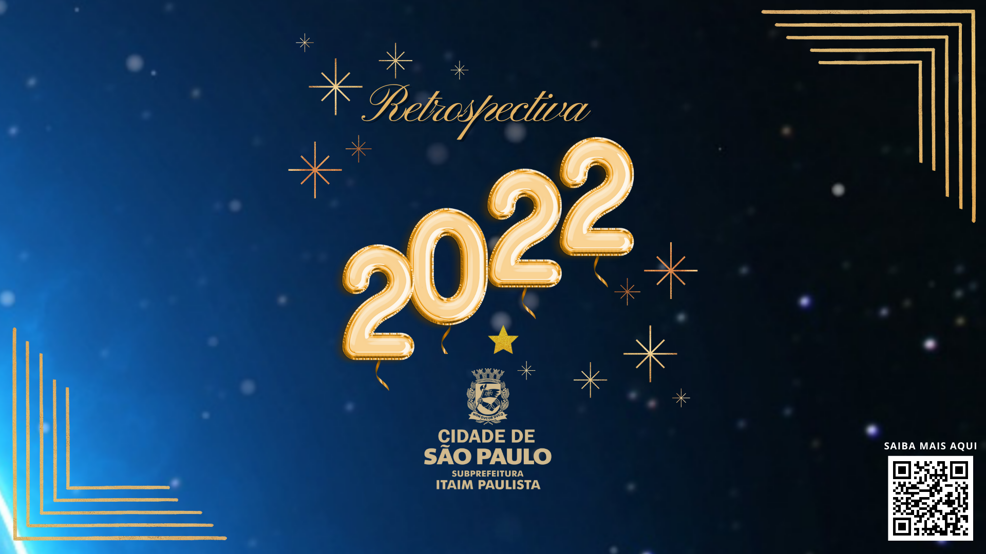 Arte com fundo azul e em destaque centralizada no meio a frase "Retrospectiva 2022".