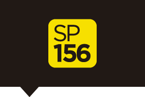 Imagem com fundo preto com uma quadrado amarelo escrito "SP 156"