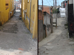 As vielas da Rua Manuel Nascimento Pinto com a Rua João Pinto de Oiveira (esquerda) e a travessa Nicéia (direita)em breve serão reformadas