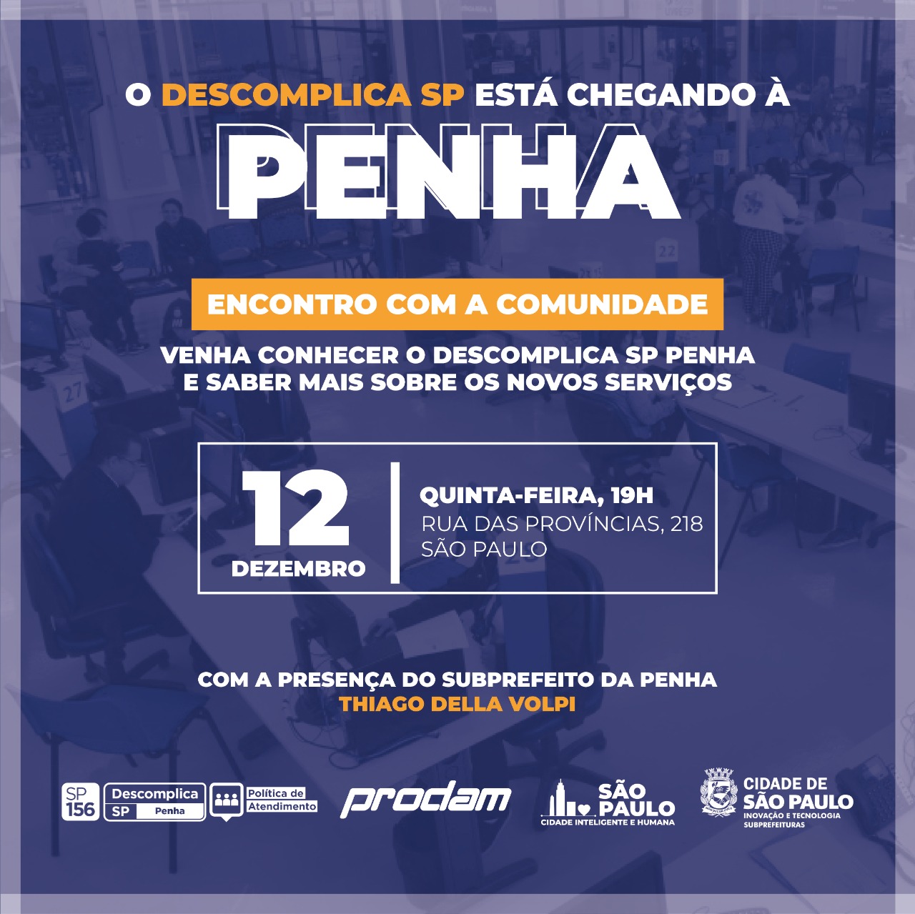 convite para apresentação dos serviços do Descomplica SP Penha 