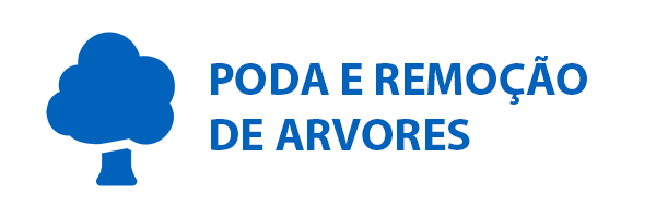 Ilustração de árvore e ao lado a escrita: PODA E REMOÇÃO DE ÁRVORES