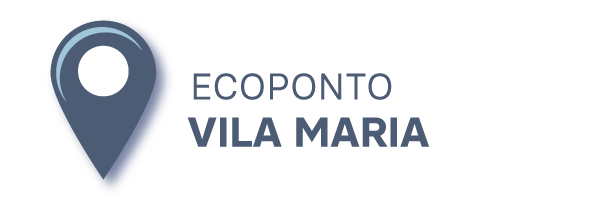 Ilustração de um pin de localização. Ao lado a escrita: ECOPONTO VILA MARIA