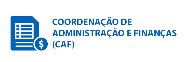 Ilustração de lista com afazeres. Ao lado a escrita: COORDENAÇÃO DE ADMINISTRAÇÃO E FINANÇAS (CAF)
