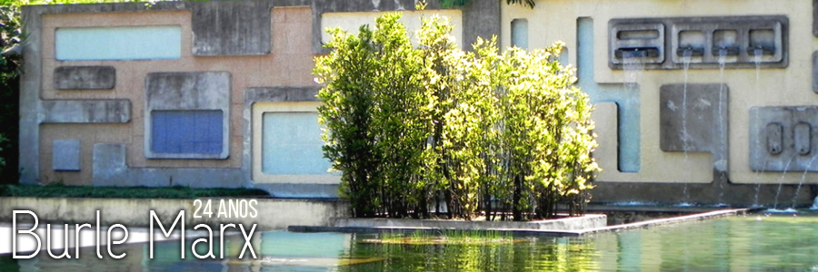 Fotografia do espelho d'água do parque com os dizeres 
