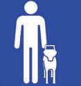 símbolo do cão-guia representado por uma pessoa e um cão ao lado.