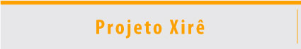 Botão cinza, com tarja fina amarela superior e texto Projeto Xirê escrito em amarelo centralizado.