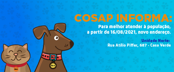 #PraCegoVer: Arte informativa com o novo endereço da Unidade Zona Norte. Contém as seguintes informações: Para melhor atender à população, a partir de 16/08/2021, novo endereço da Unidade Norte: Rua Atílio Piffer, 687 - Casa Verde. 