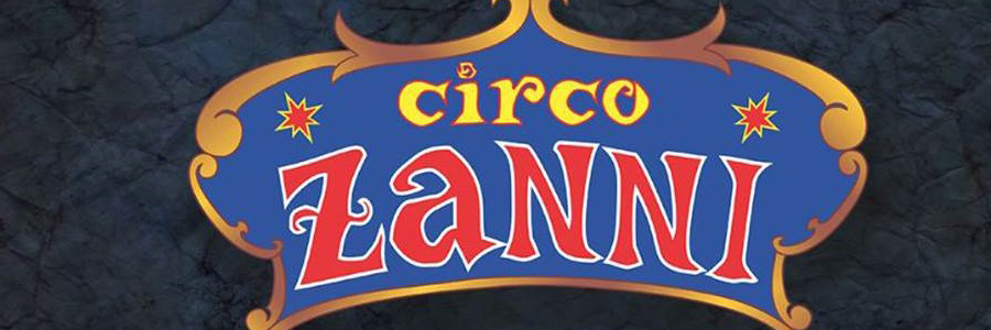 Arte com fundo escuro. Ao centro, está o logo do Circo Zanni.