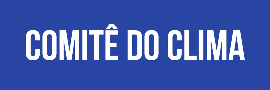 Imagem com fundo azul-escuro e os dizeres "Comitê do Clima" escritos ao centro em letras brancas.