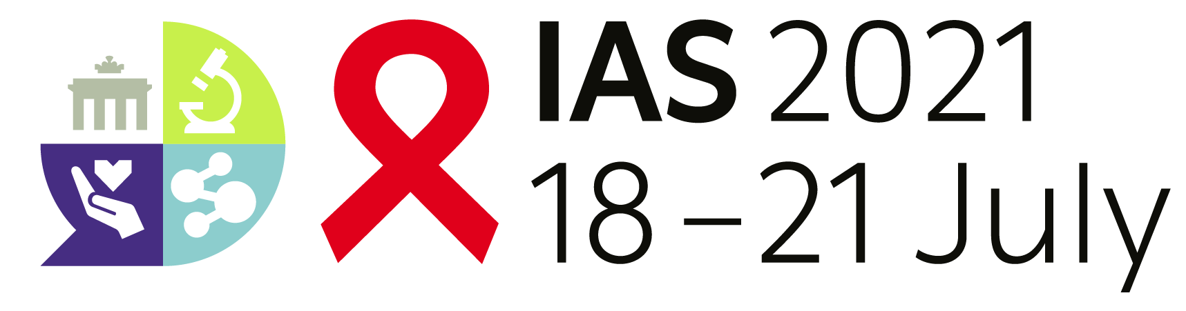 Logo do IAS 2021 - há um laço vermelho e um balão de história em quadrinhos