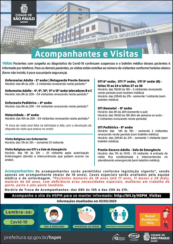 Cartaz com informações sobre as visitas