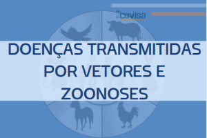 Fundo azul com faixa branca com letras azul escuro.