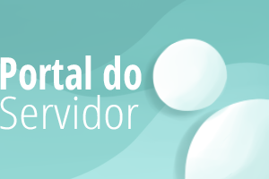 Fundo azul, desenho de um perfil de pessoa e palavras Portal do Servidor