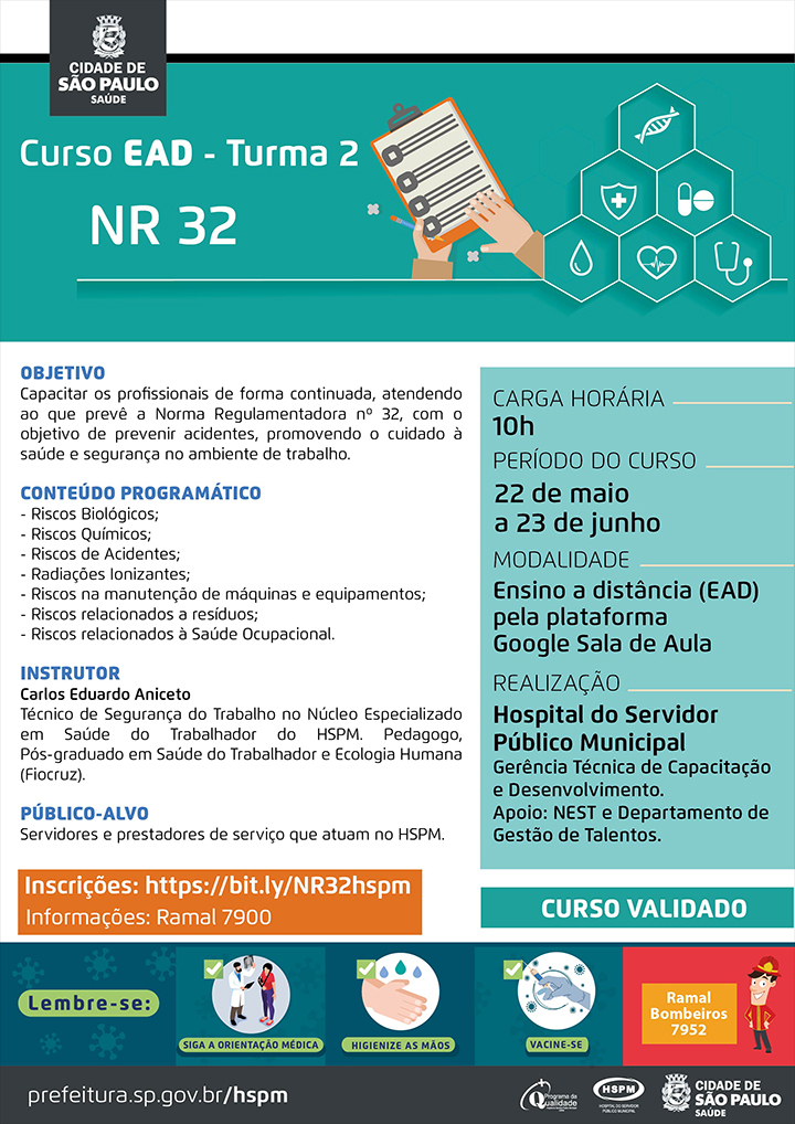 Cartaz com as informações necessárias para o curso