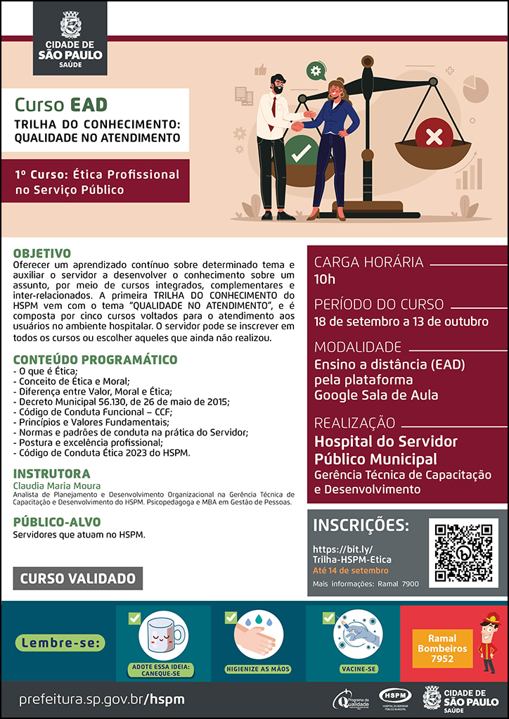 Cartaz com informações do curso