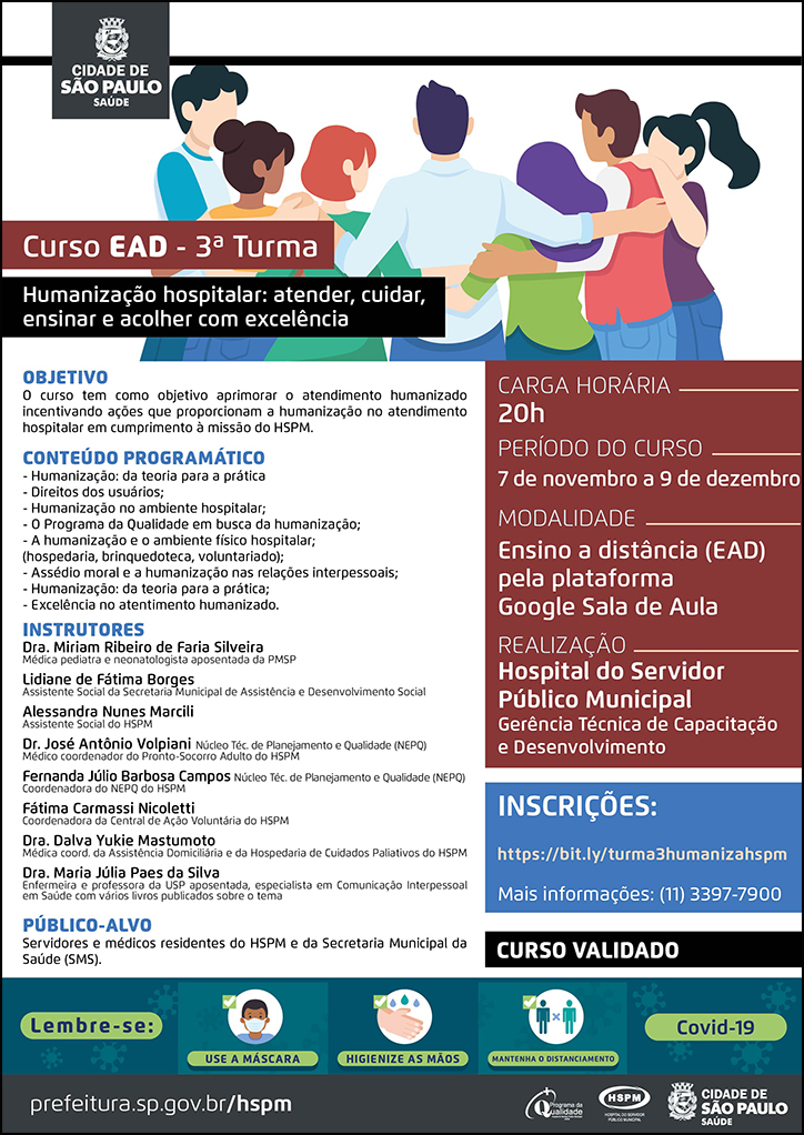 Cartaz com informações do curso