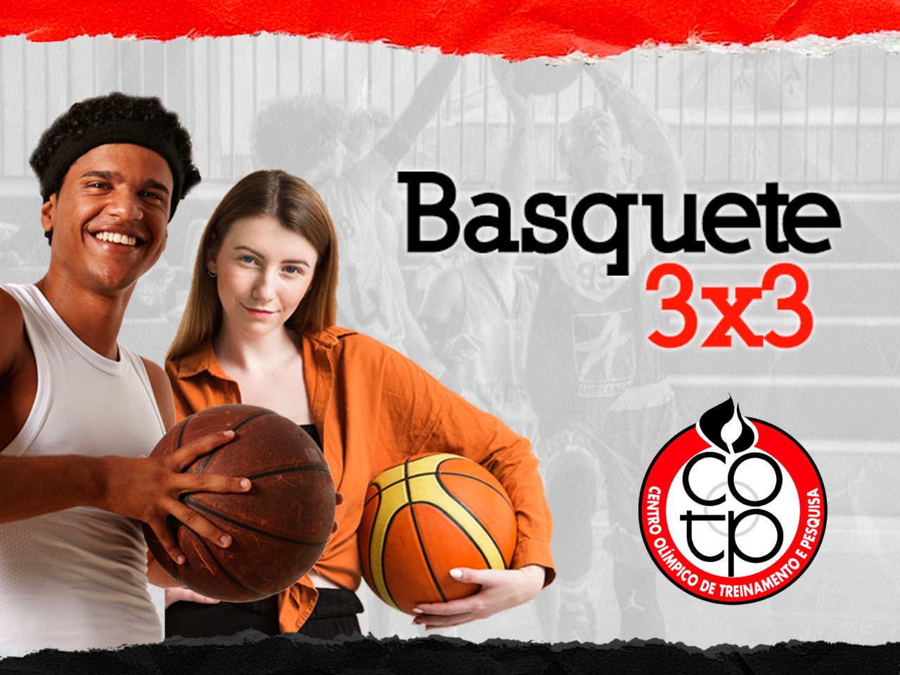 Na imagem, arte de divulgação do basquete 3x3