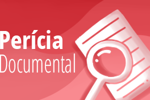 Fundo vermelho- Desenho de uma lupa - Perícia Documental