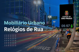 Imagem ilustra um relógio de rua cita a questão, " Onde solicitar o reparo ou manutenção de Relógio de rua? "